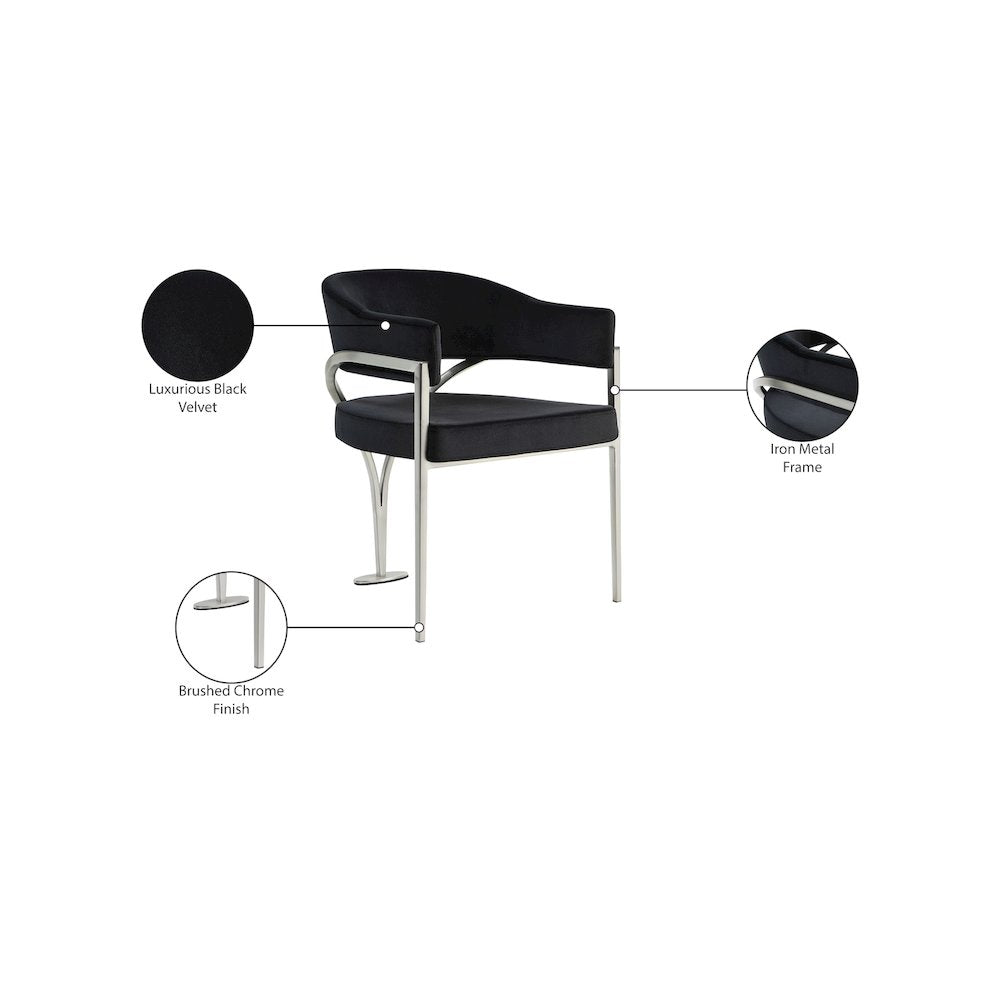 Madelyn Black Velvet Dining Chair, Set of 2