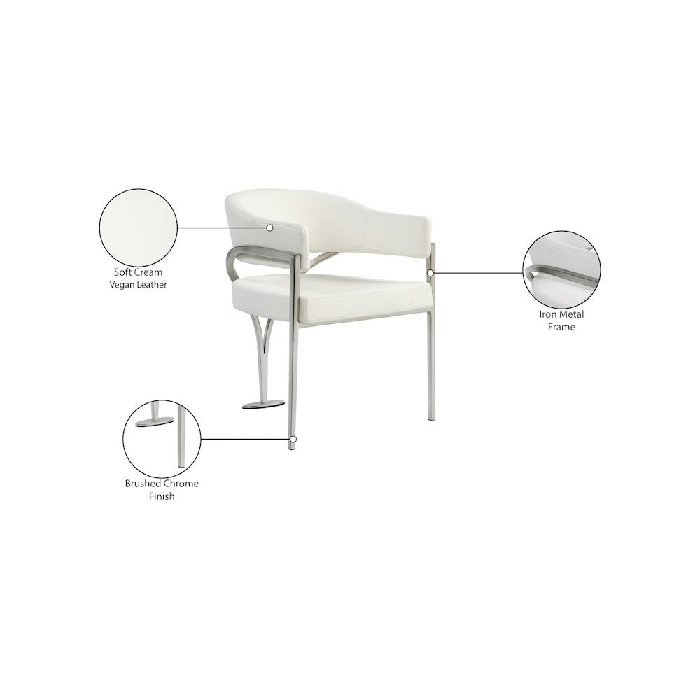 Madelyn Cream Vegan Leather Dining Chair, Set of 2