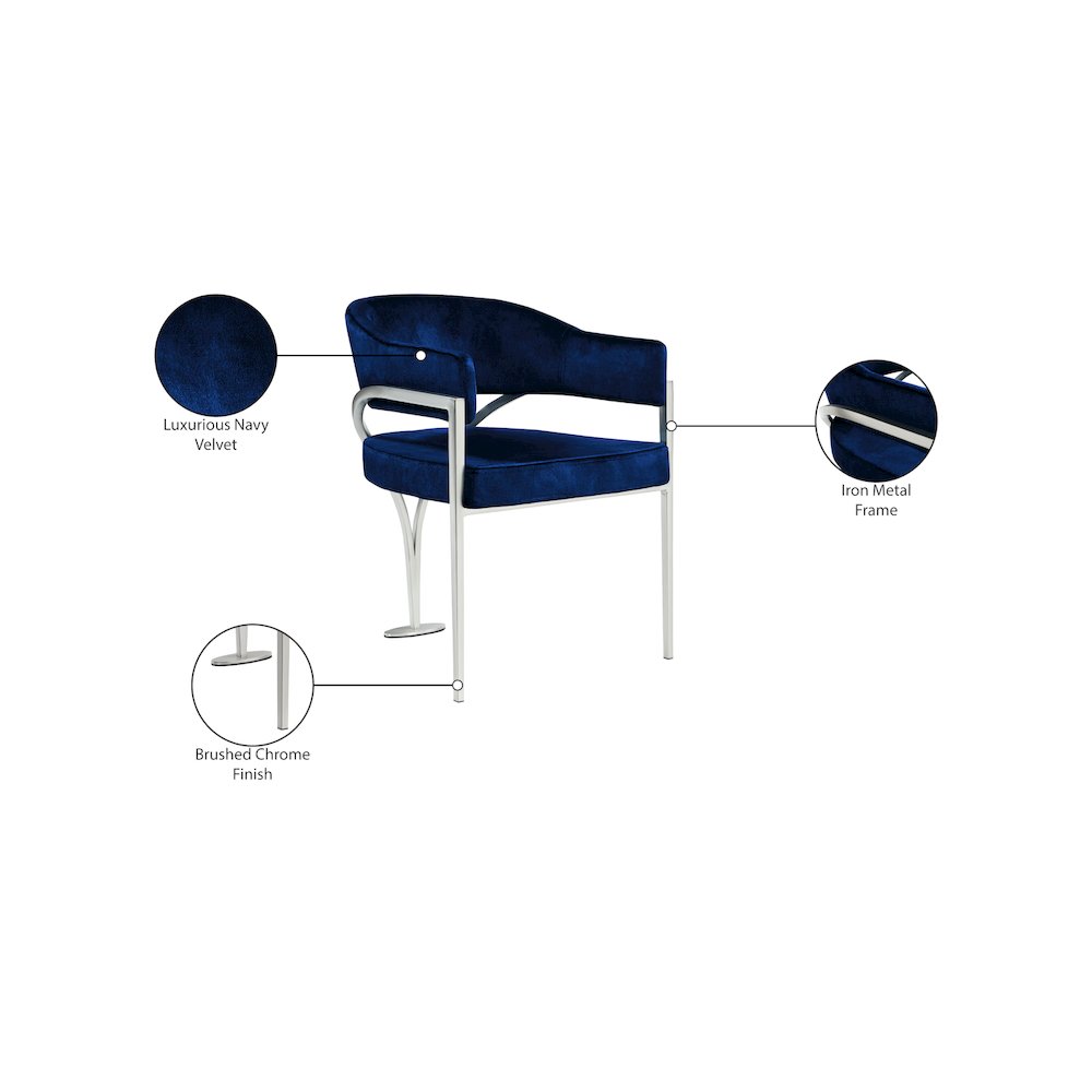 Madelyn Navy Velvet Dining Chair, Set of 2
