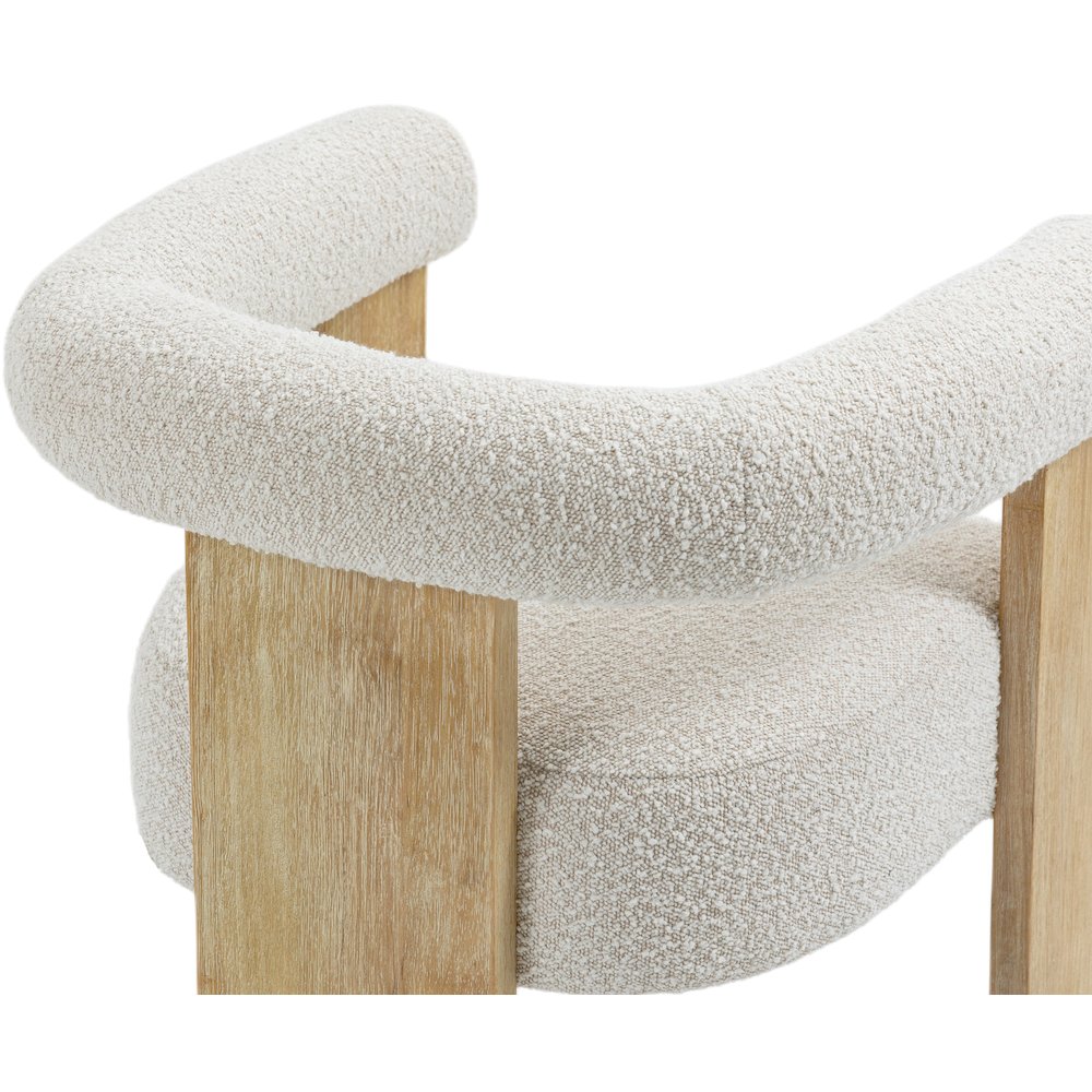 Barrel Cream Boucle Fabric Dining Chair