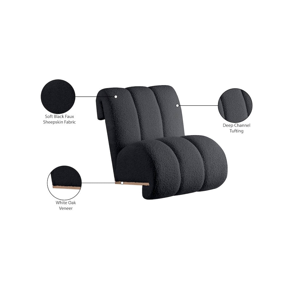 Swoon Black Faux Sheepskin Accent Chair