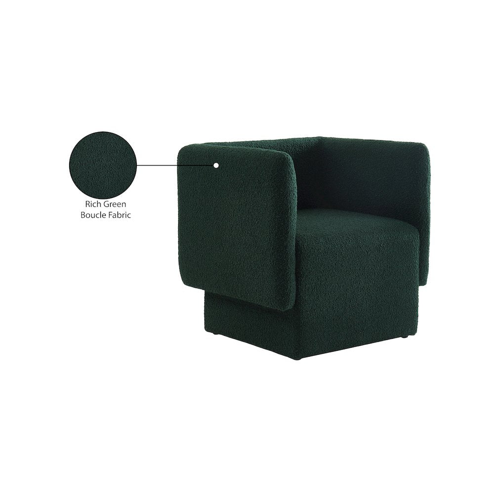 Vera Green Boucle Fabric Accent Chair
