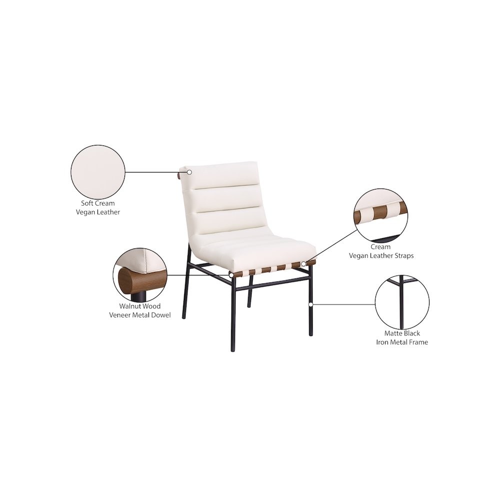 Burke Cream Vegan Leather Dining Chair, Set of 2