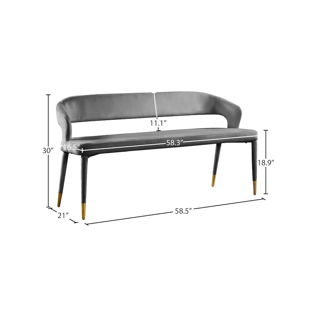 Destiny Grey Velvet Bench