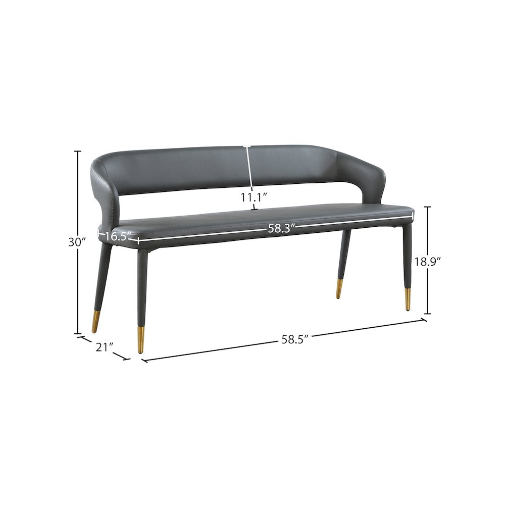 Destiny Grey Vegan Leather Bench
