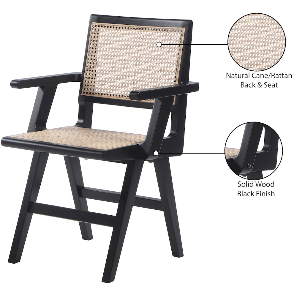 Preston Black Wood Dining Arm Chair, Set of 2