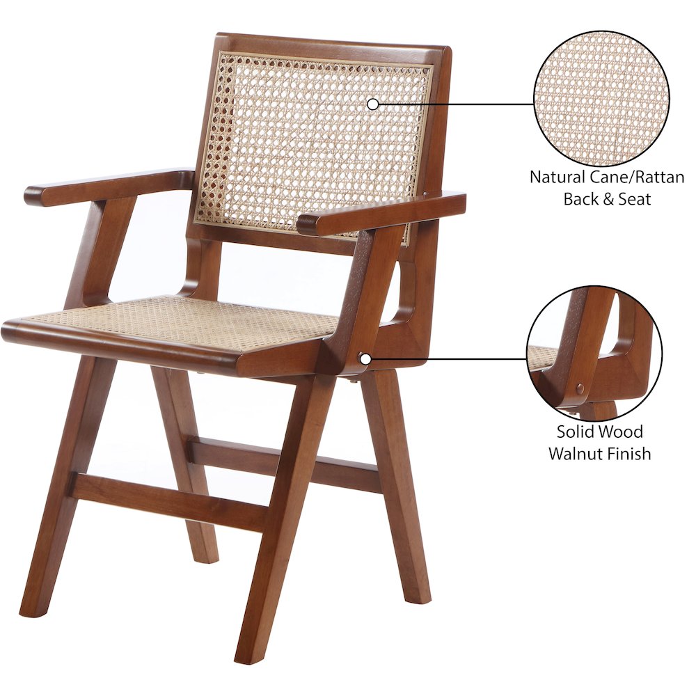 Preston Walnut Wood Dining Arm Chair, Set of 2