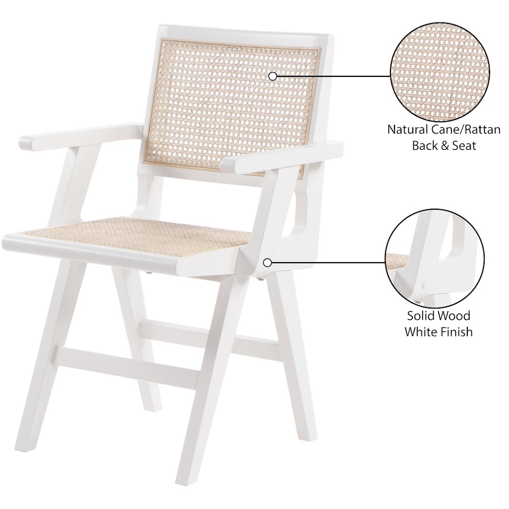 Preston White Wood Dining Arm Chair, Set of 2
