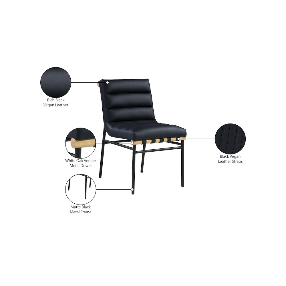 Burke Black Vegan Leather Dining Chair, Set of 2