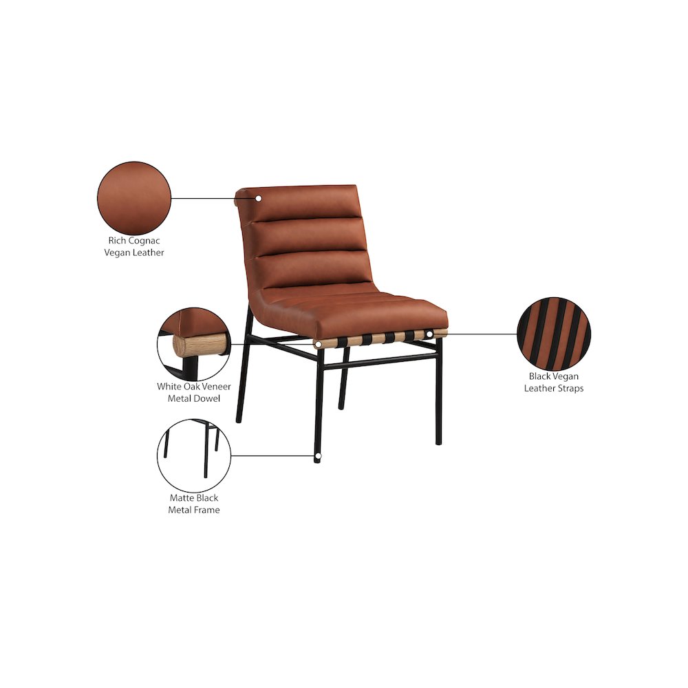 Burke Cognac Vegan Leather Dining Chair, Set of 2
