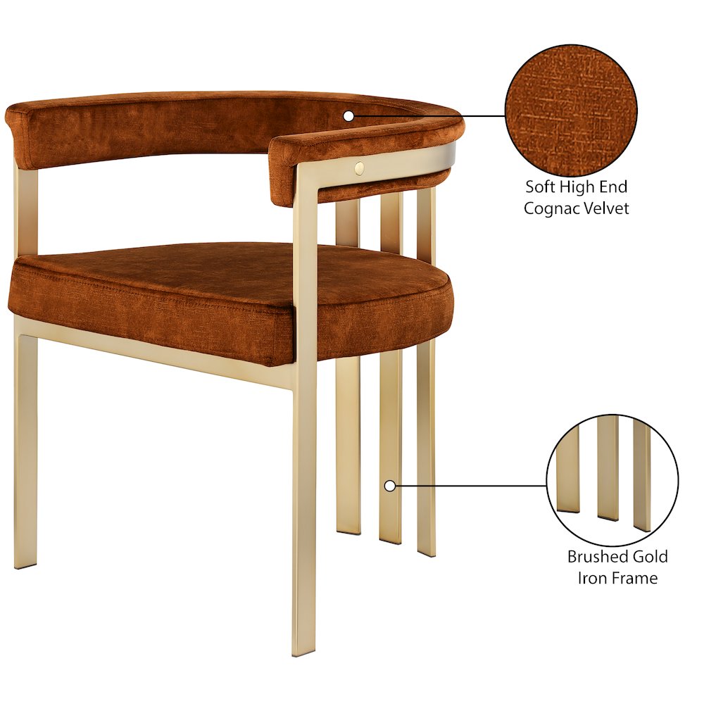 Marcello Cognac Velvet Dining Chair, Set of 2