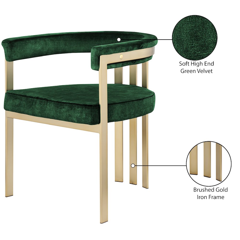 Marcello Green Velvet Dining Chair, Set of 2