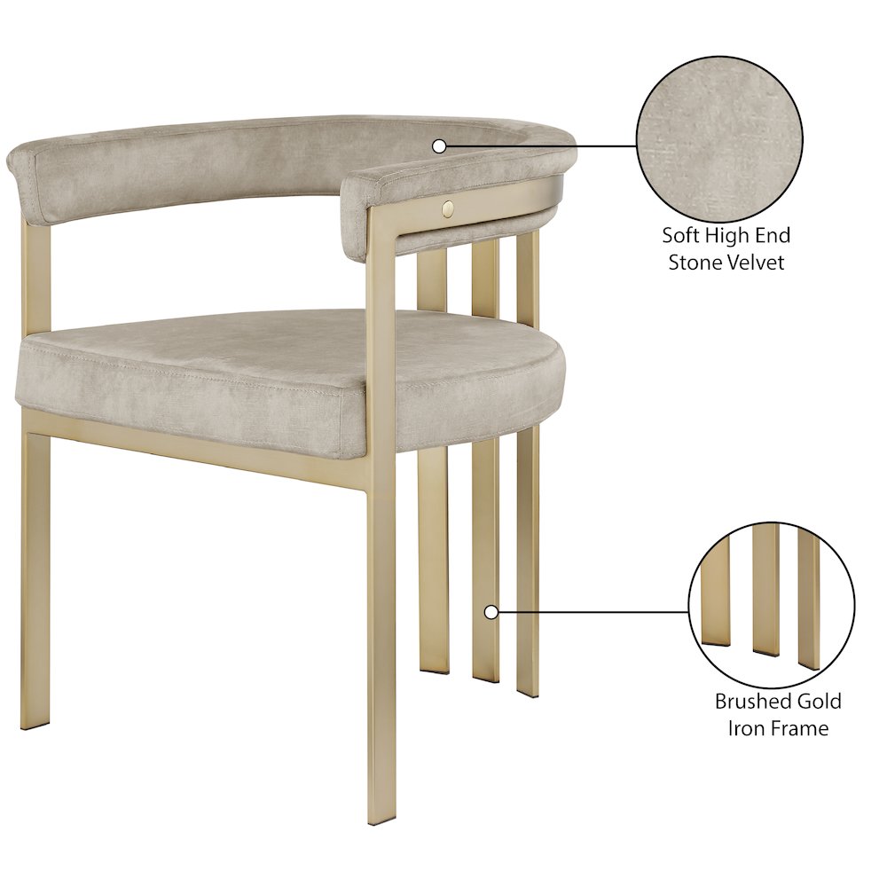 Marcello Stone Colored Velvet Dining Chair, Set of 2