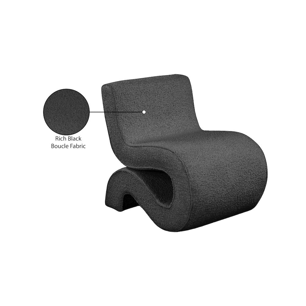 Desiree Black Boucle Fabric Accent Chair