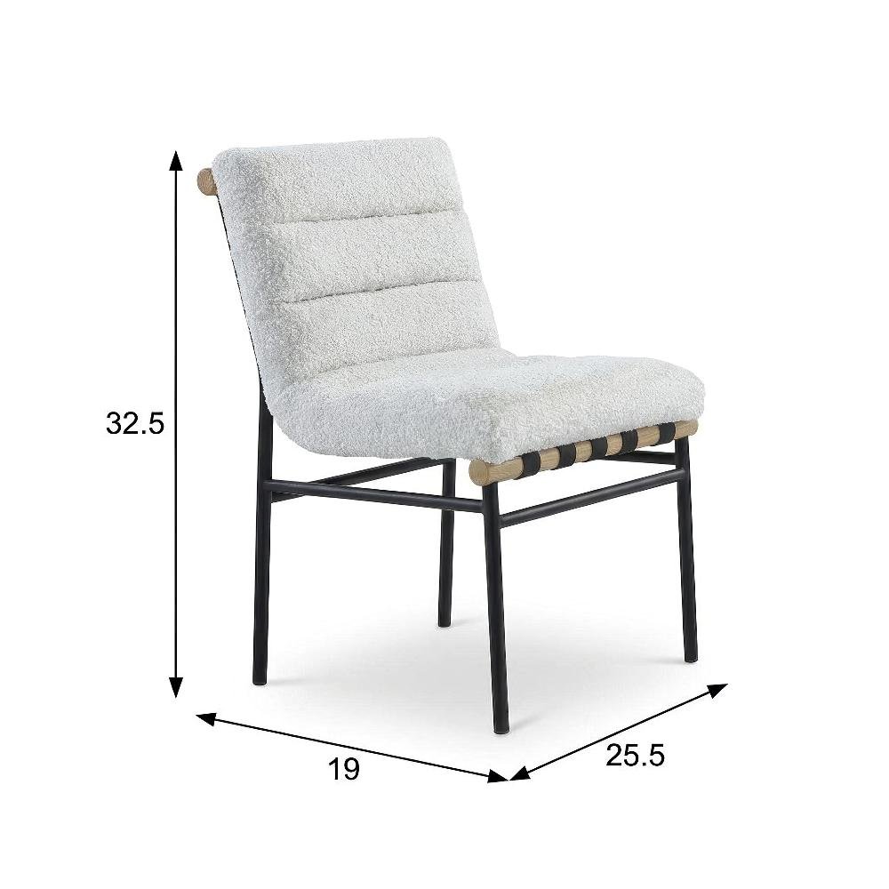 Black Boucle Fabric Dining Chair Set of 2 with Contemporary Style