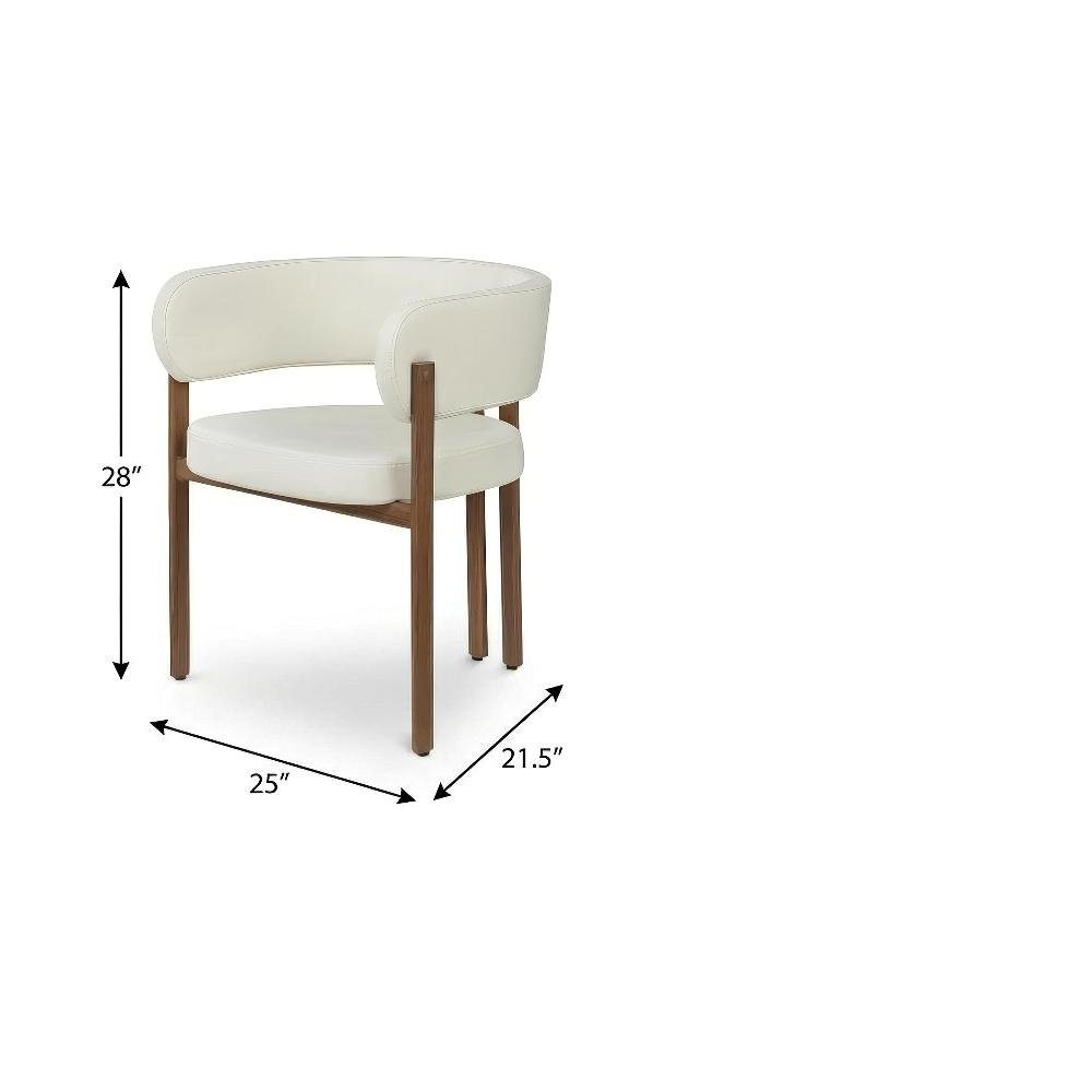 Walnut Vegan Leather Dining Chairs Set of 2 with Contemporary Armrests