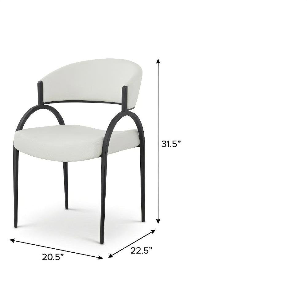 Matte Black Dining Chair Set of 2 with Linen Textured Fabric and Armrests
