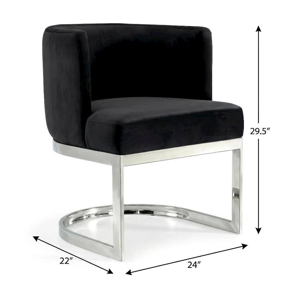 Chrome Dining Chair with Velvet Upholstery and Contemporary Design