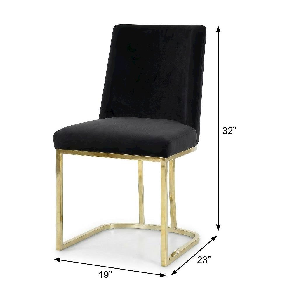 Gold Velvet Dining Chair Set of 2 with Cushioned Seat and Contemporary Design