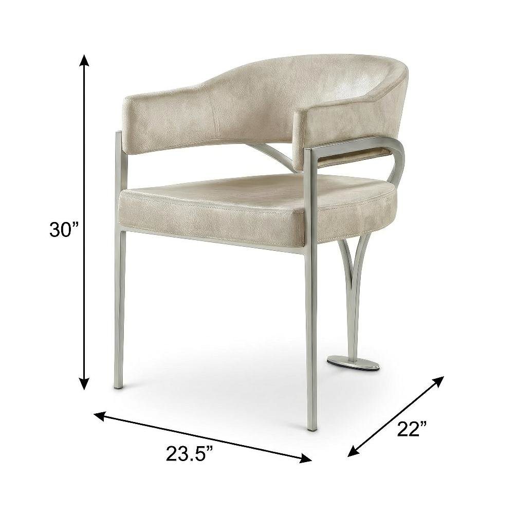 Silver Velvet Dining Chairs Set of 2 with Armrests and Contemporary Design