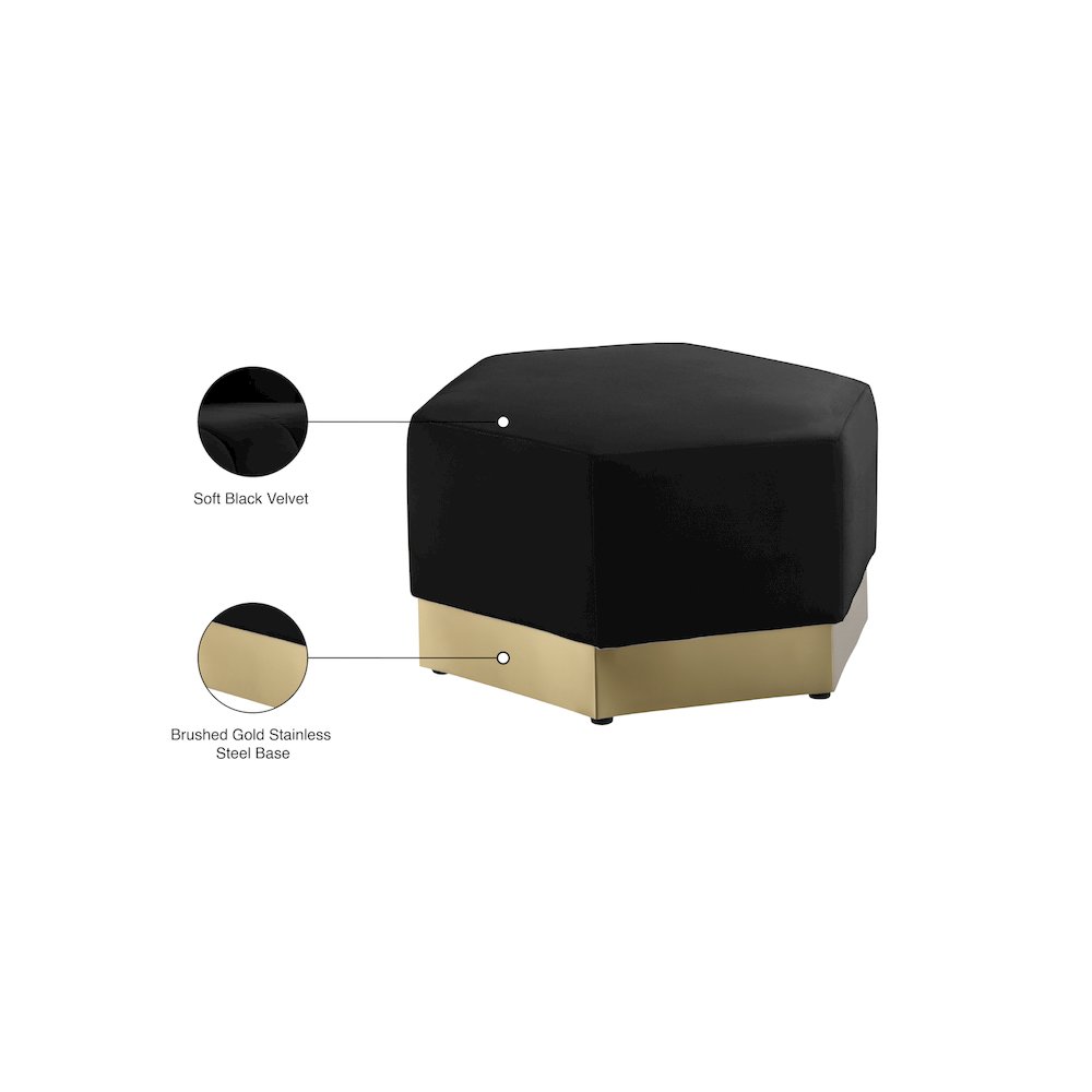 Marquis Black Velvet Ottoman