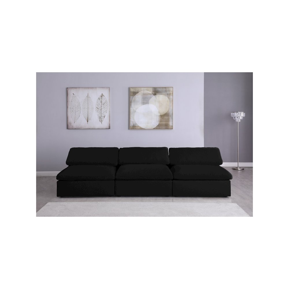 Serene Black Linen Textured Fabric Deluxe Comfort Modular Armless Sofa
