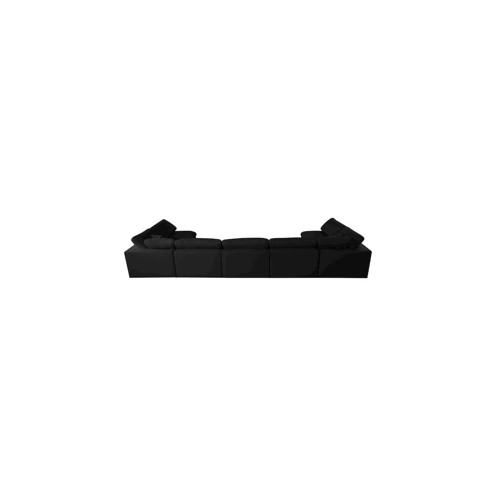 Serene Black Linen Textured Fabric Deluxe Comfort Modular Sectional