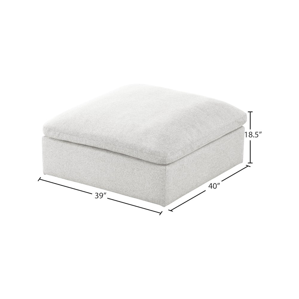 Serene Cream Linen Textured Fabric Deluxe Comfort Modular Ottoman