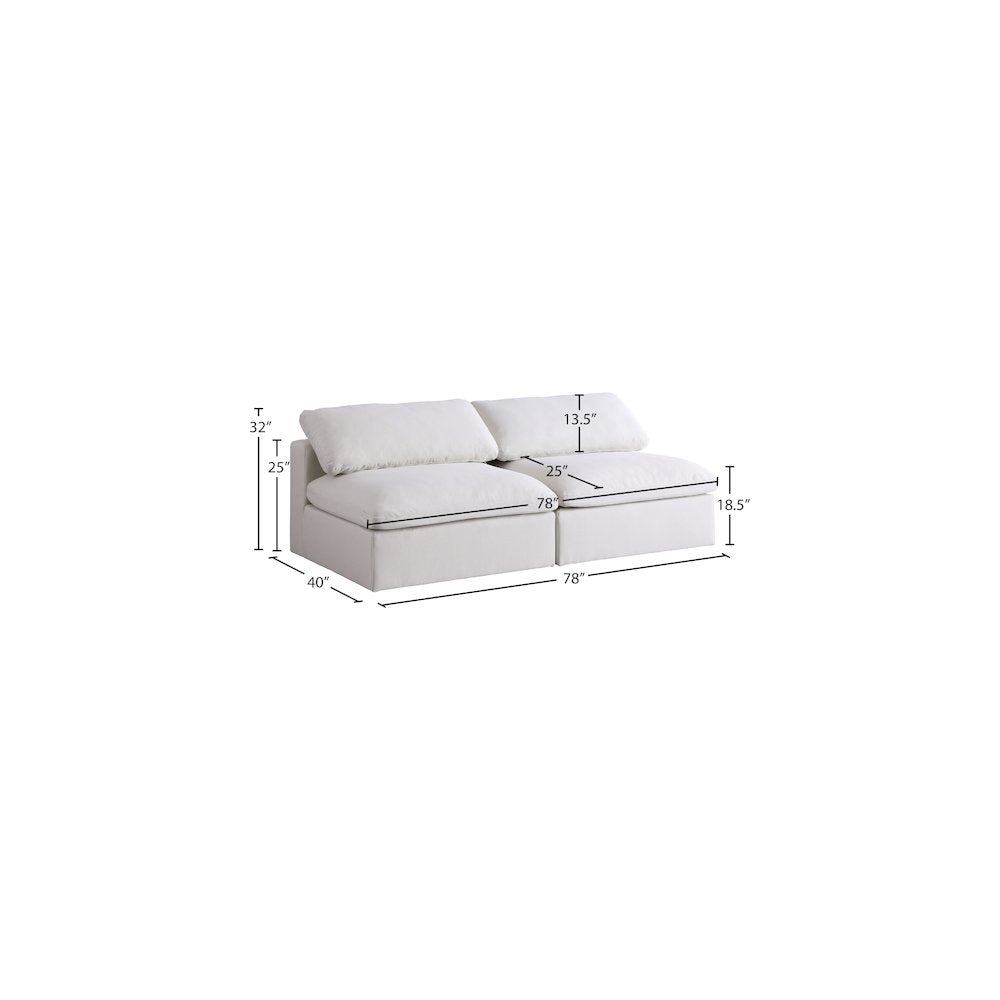 Serene Cream Linen Textured Fabric Deluxe Comfort Modular Armless Sofa