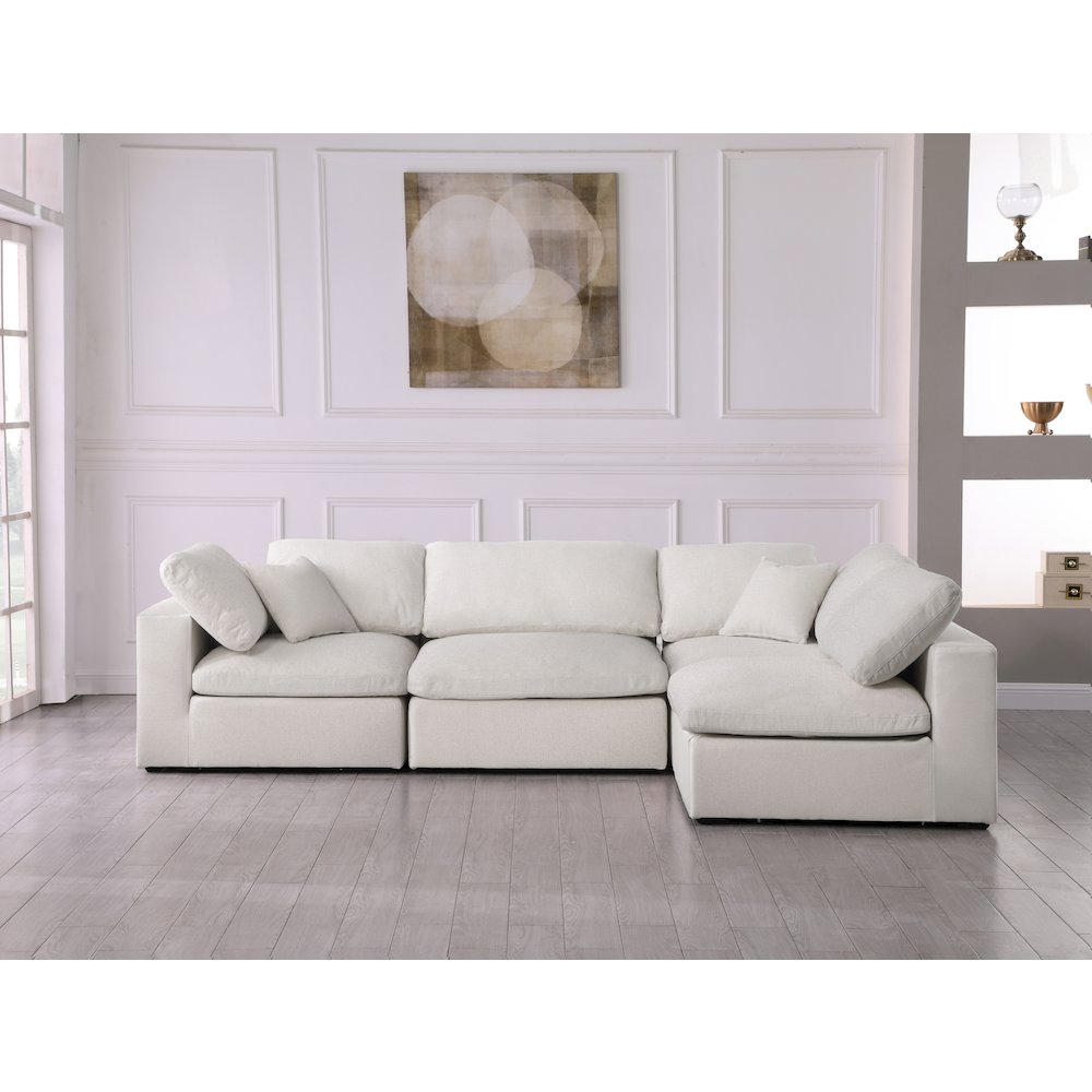 Serene Cream Linen Textured Fabric Deluxe Comfort Modular Sectional