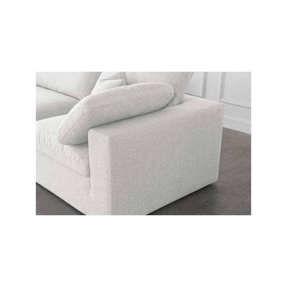 Serene Cream Linen Textured Fabric Deluxe Comfort Modular Sectional