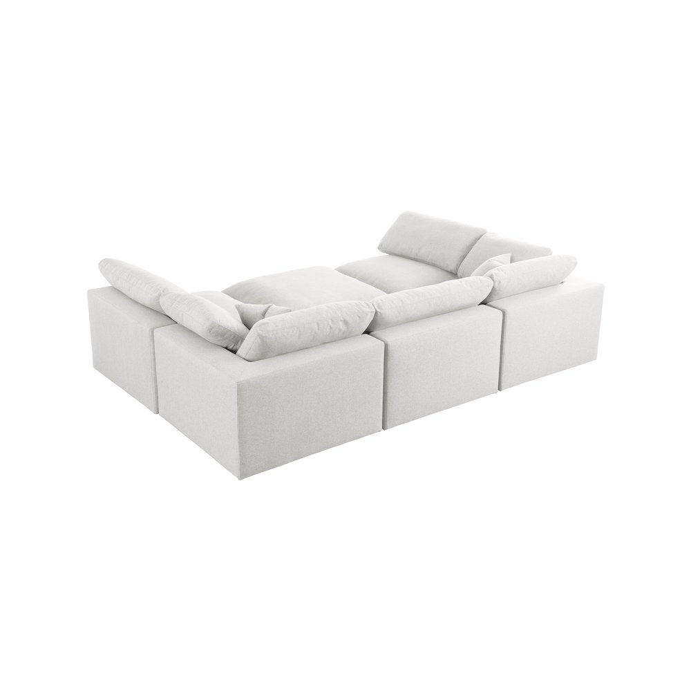 Serene Cream Linen Textured Fabric Deluxe Comfort Modular Sectional
