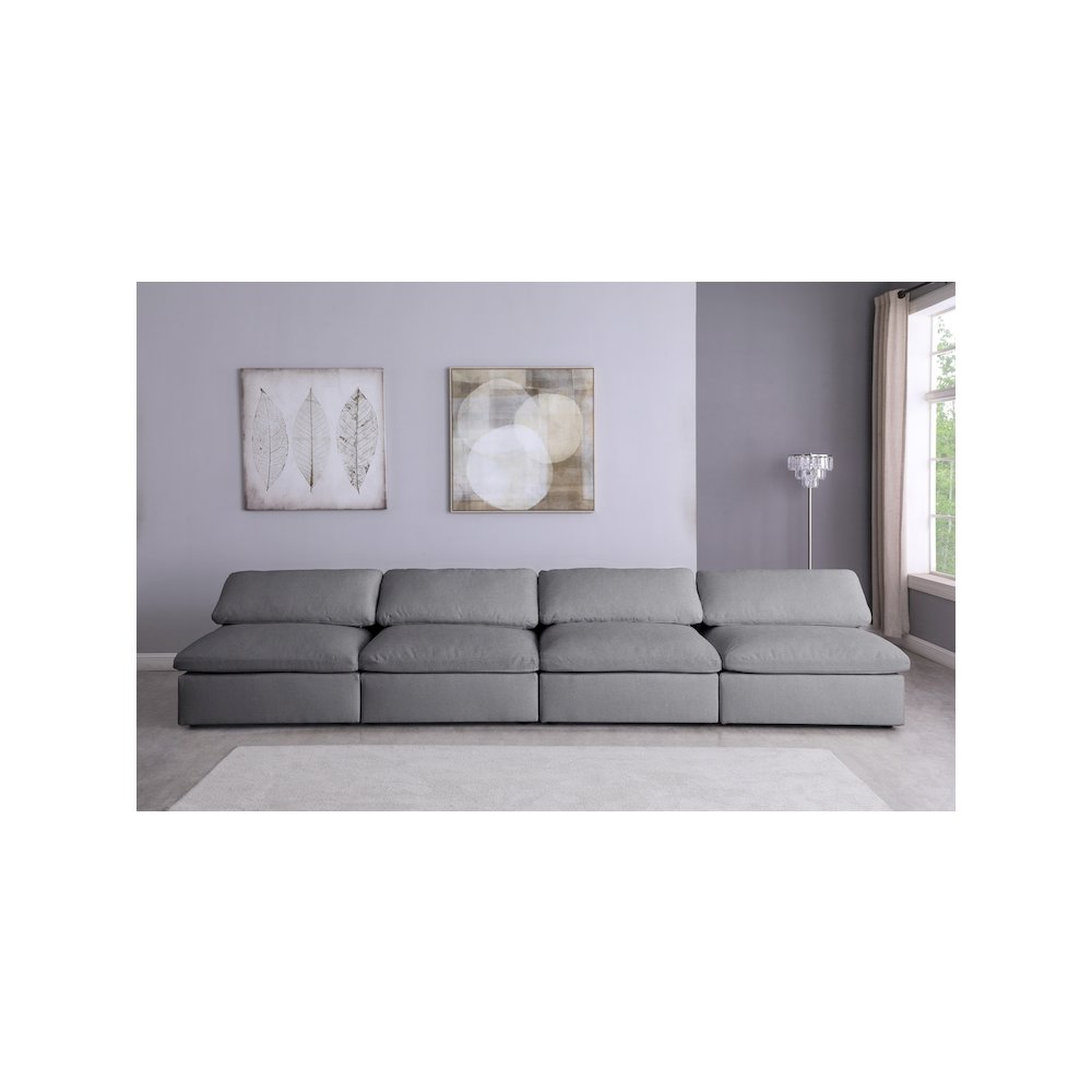 Serene Grey Linen Textured Fabric Deluxe Comfort Modular Armless Sofa