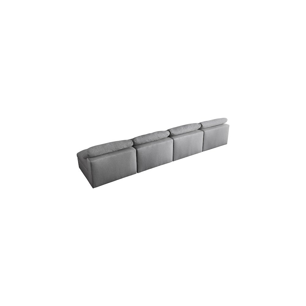 Serene Grey Linen Textured Fabric Deluxe Comfort Modular Armless Sofa