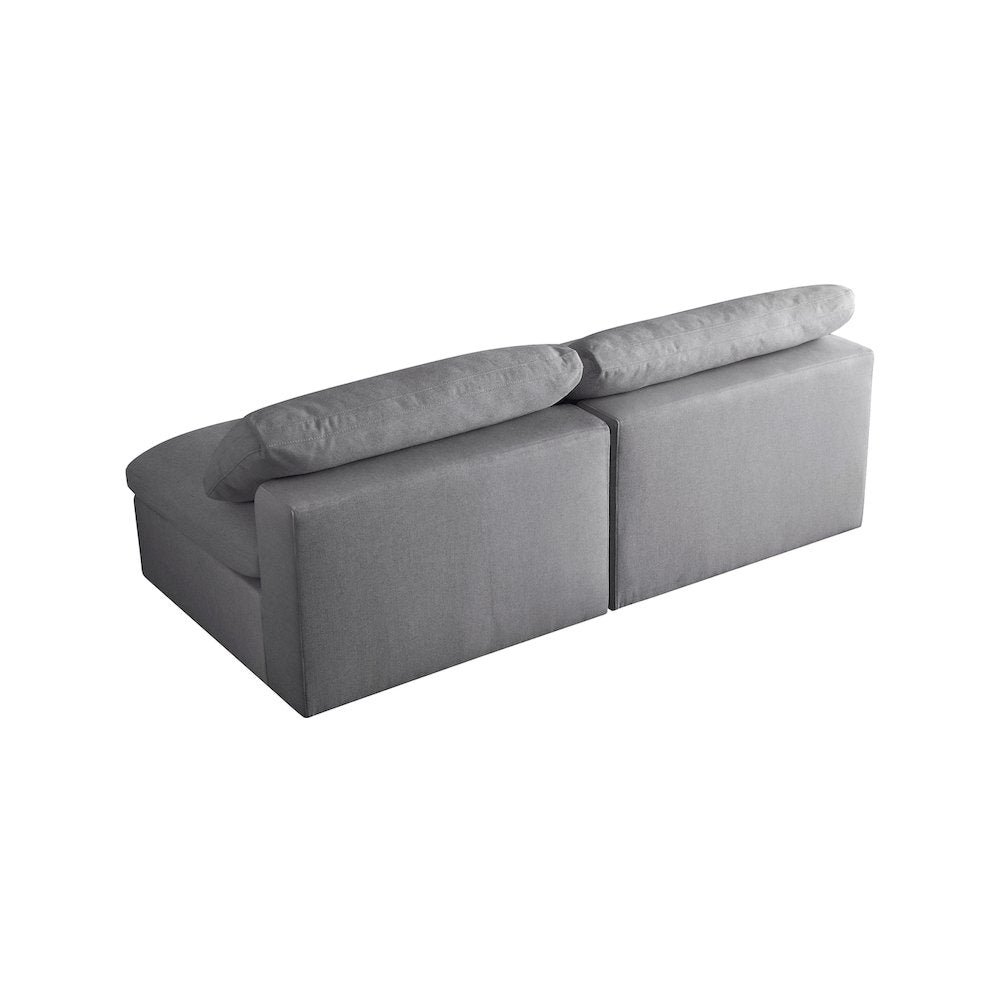 Serene Grey Linen Textured Fabric Deluxe Comfort Modular Armless Sofa