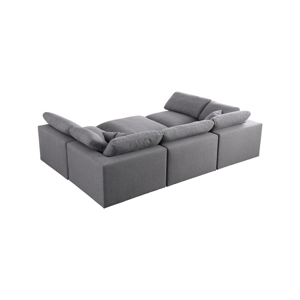 Serene Grey Linen Textured Fabric Deluxe Comfort Modular Sectional