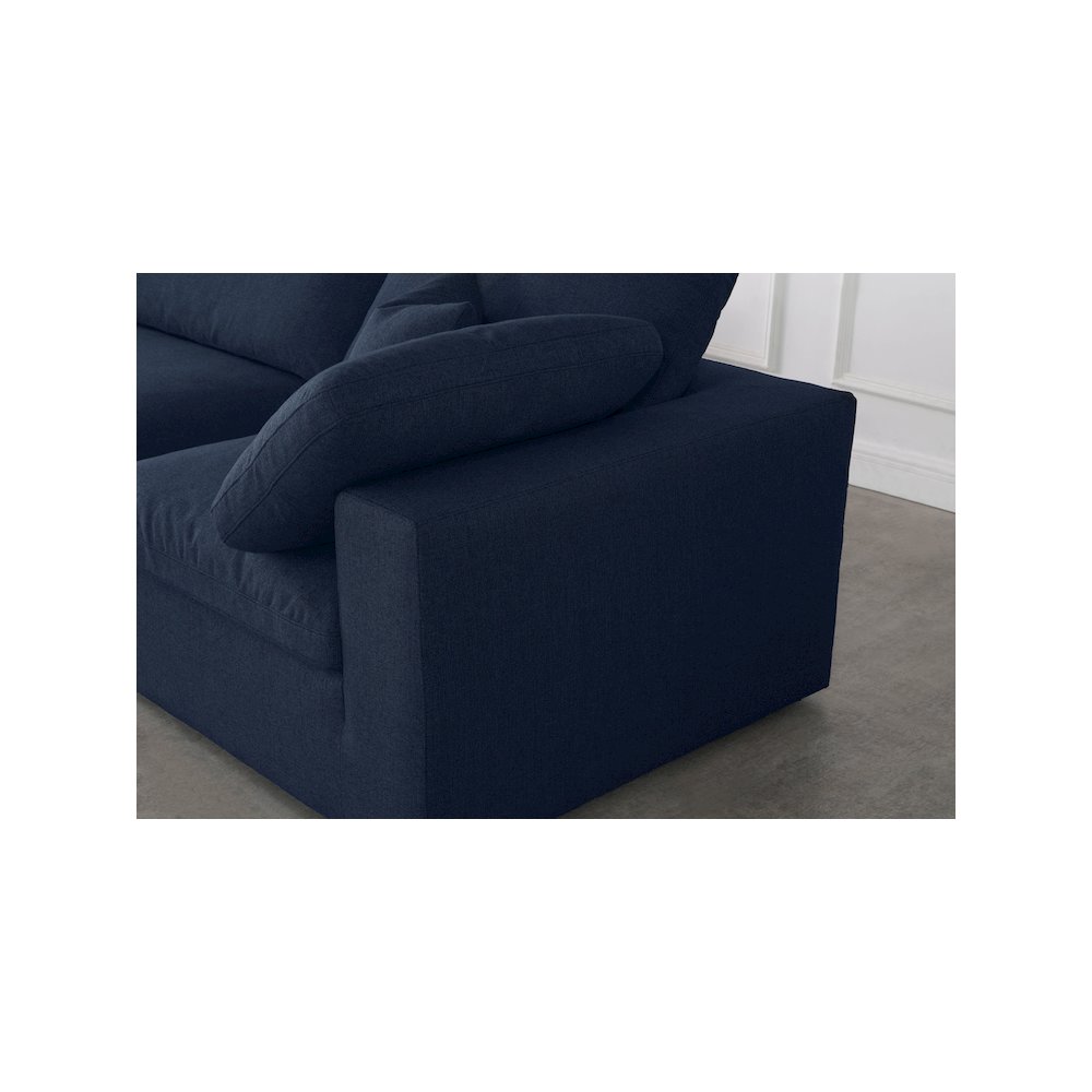 Serene Navy Linen Textured Fabric Modular Sectional