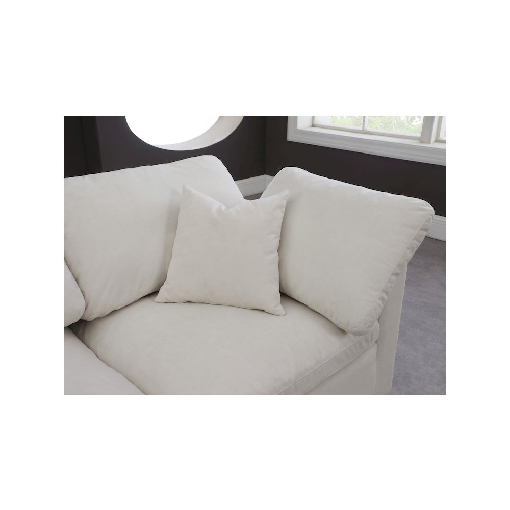 Plush Cream Velvet Standard Comfort Modular Sofa