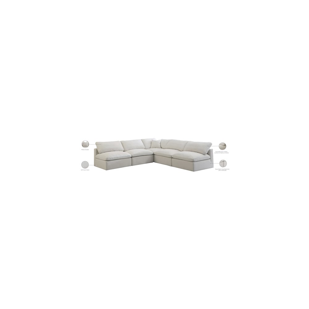 Plush Cream Velvet Standard Comfort Modular Sectional