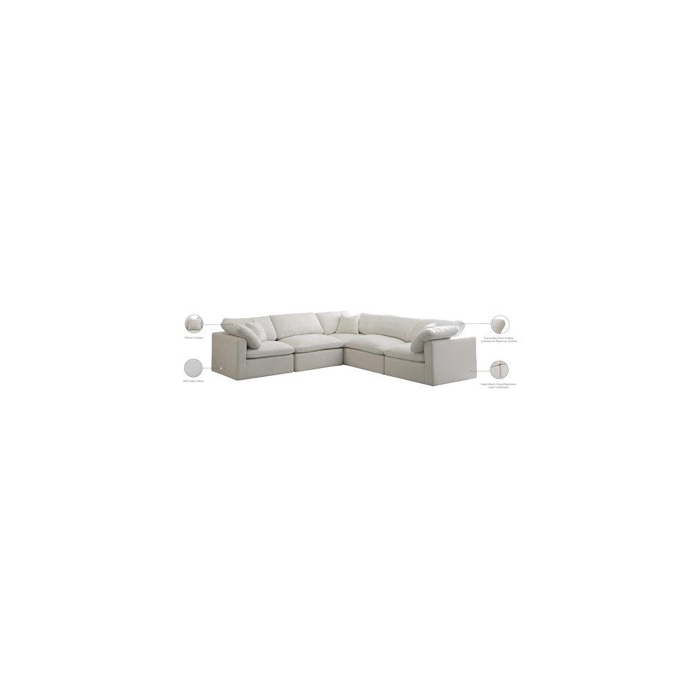 Plush Cream Velvet Standard Comfort Modular Sectional