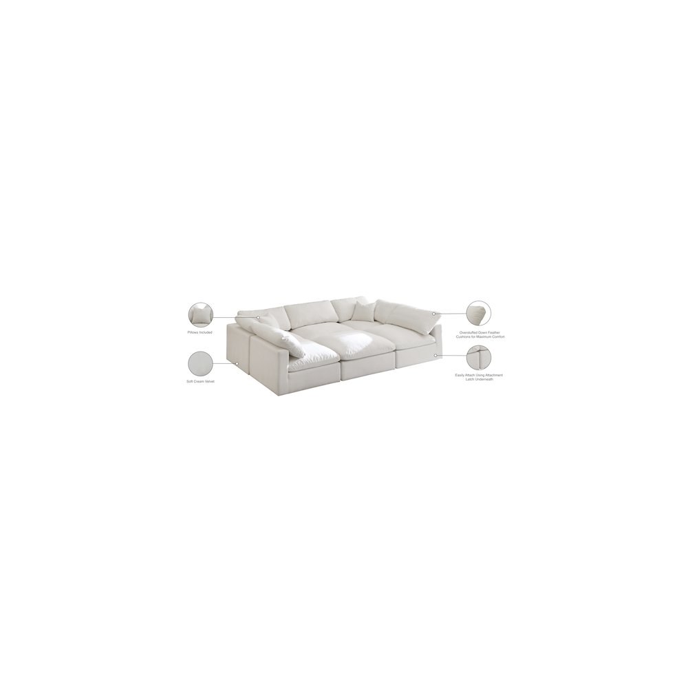 Plush Cream Velvet Standard Comfort Modular Sectional