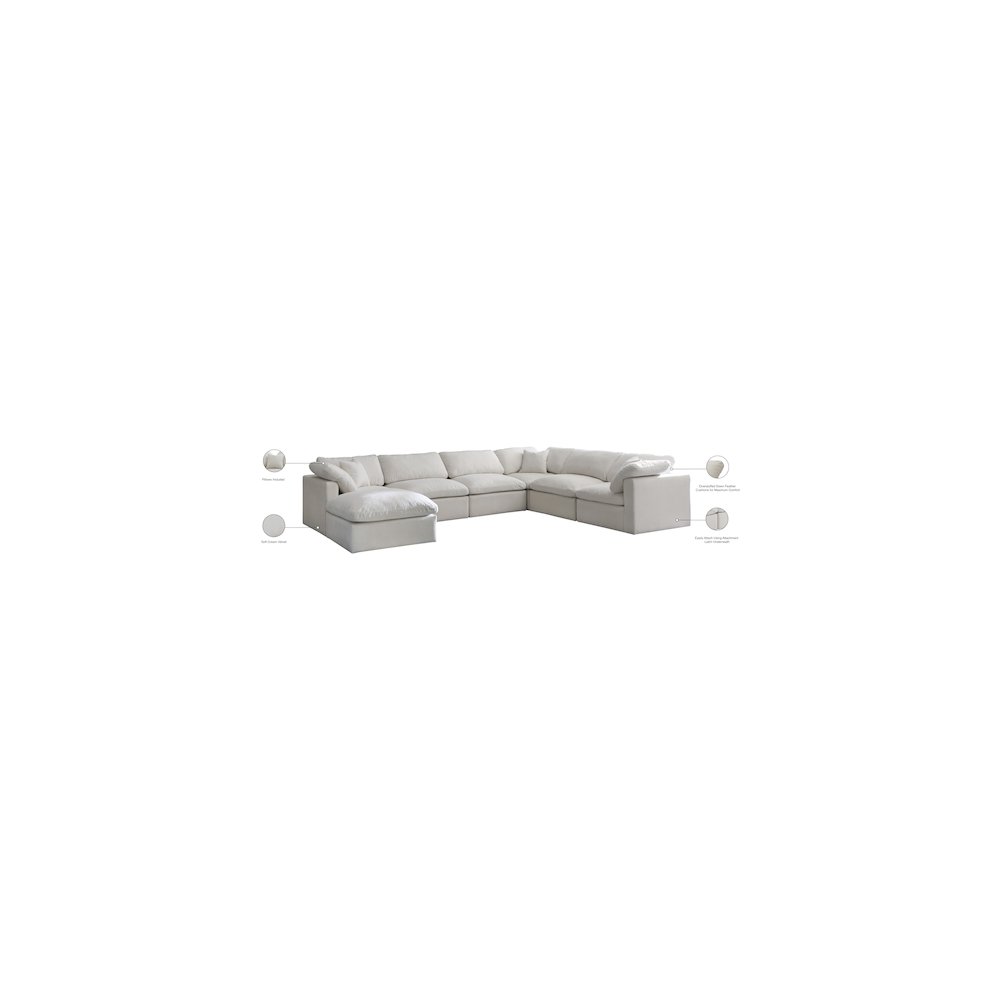 Plush Cream Velvet Standard Comfort Modular Sectional