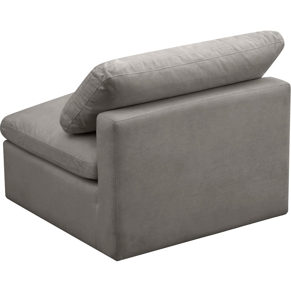 Plush Grey Velvet Standard Comfort Modular Armless Chair