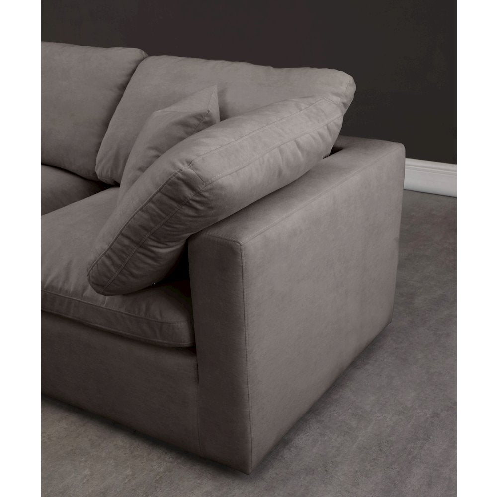 Plush Grey Velvet Standard Comfort Modular Sofa