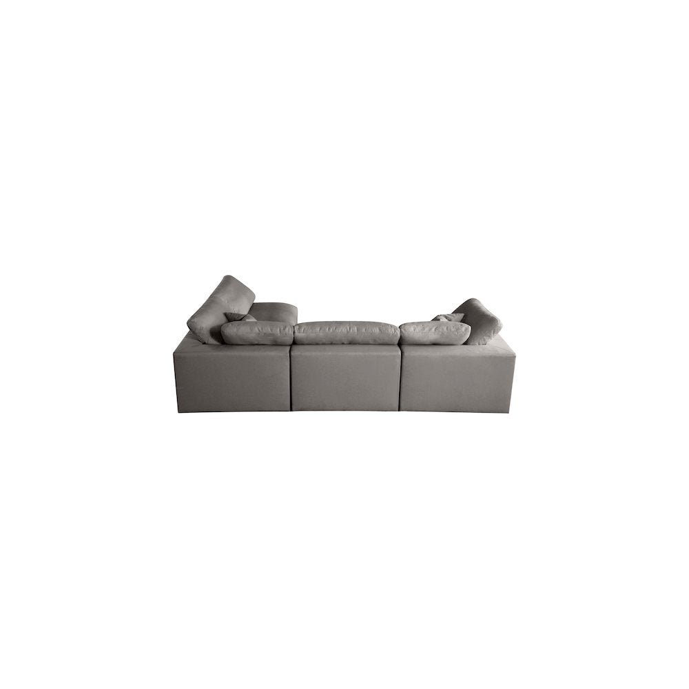 Plush Grey Velvet Standard Comfort Modular Sectional