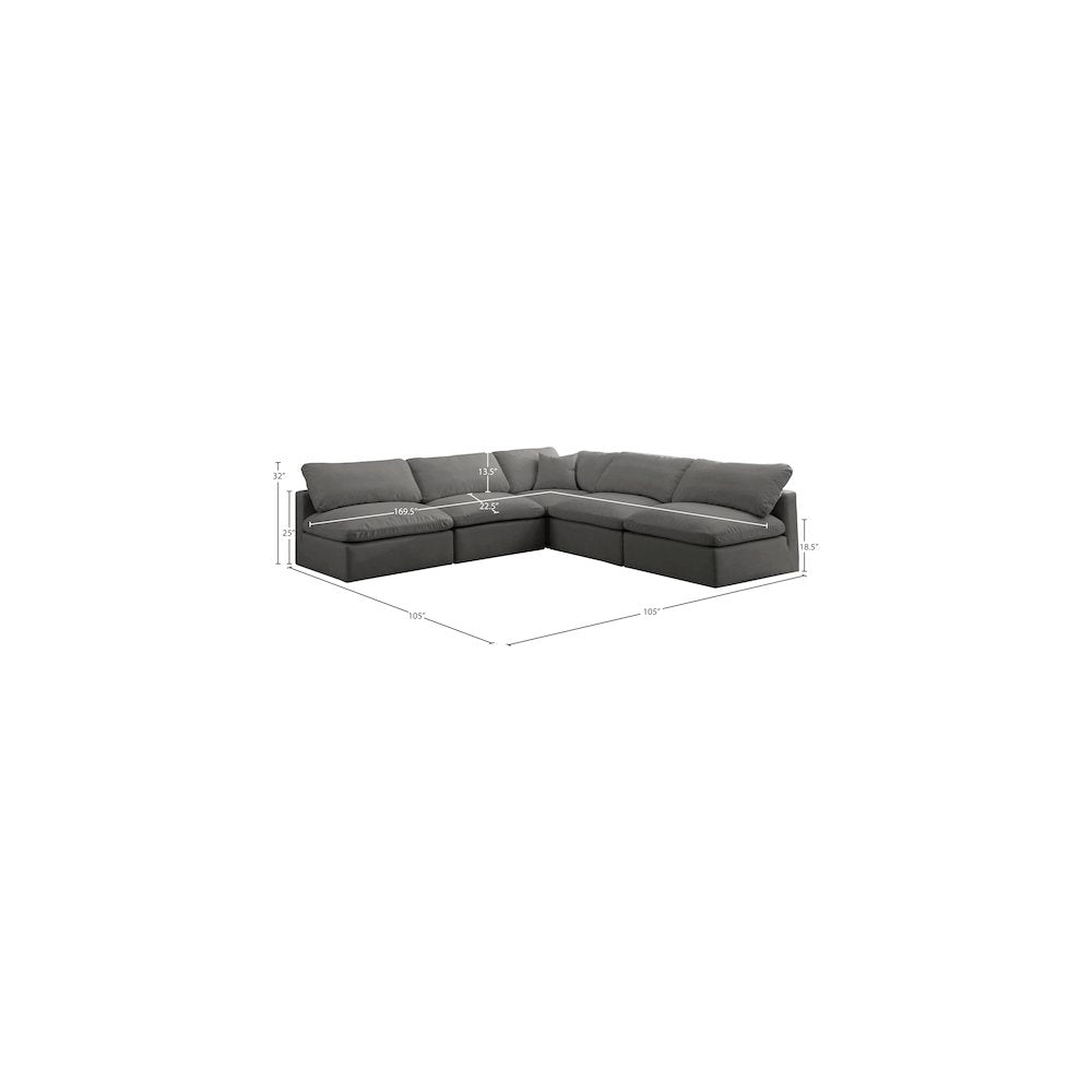 Plush Grey Velvet Standard Comfort Modular Sectional