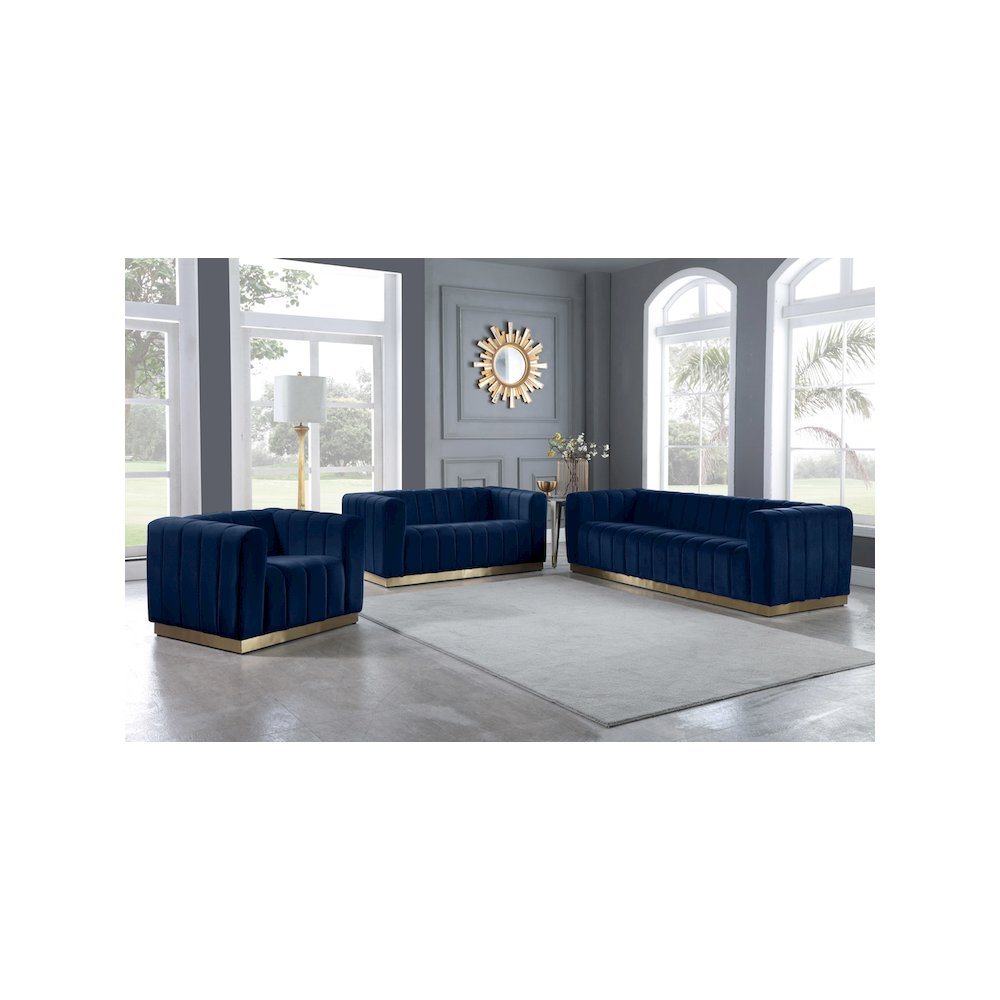 Marlon Navy Velvet Sofa