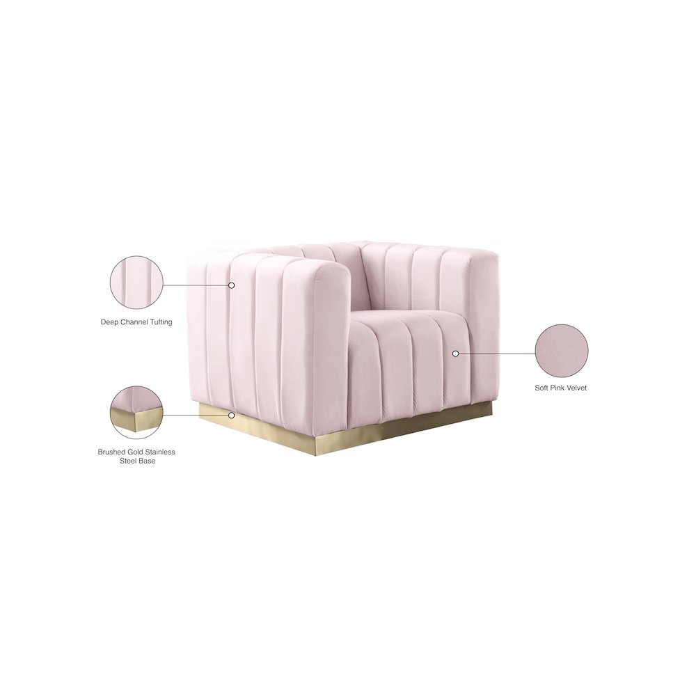 Marlon Pink Velvet Chair