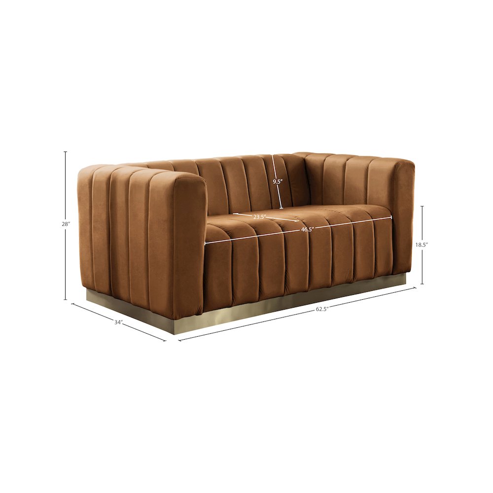 Marlon Saddle Velvet Loveseat