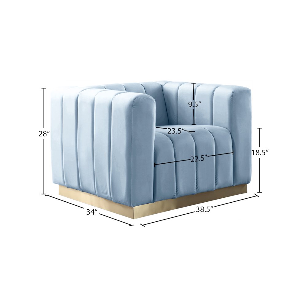 Marlon Sky Blue Velvet Chair